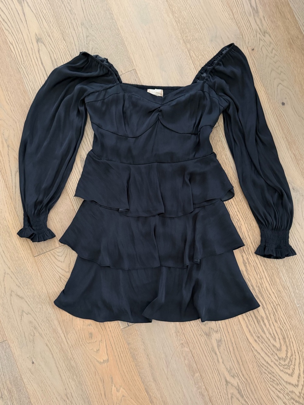 NWT Altar'd State Black Long-Sleeve Tiered Peplum Dress